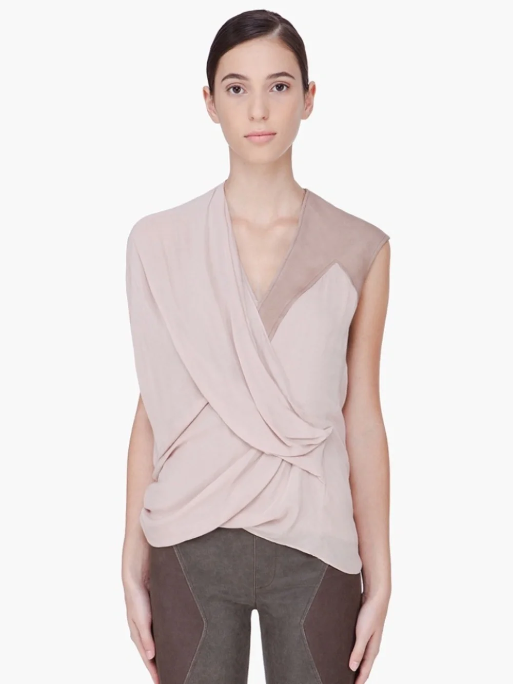Helmut Lang S Asymmetrical Ruched Silk Top - Picture 1 of 9